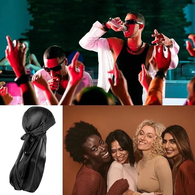 1 Pcs Silky Cap, Velvet Durag for Men and Women - Perfect for 360 Waves, Dreadlocks and, Premium Velvet for Headwrap, Ultra-Soft, Accessory(Black)