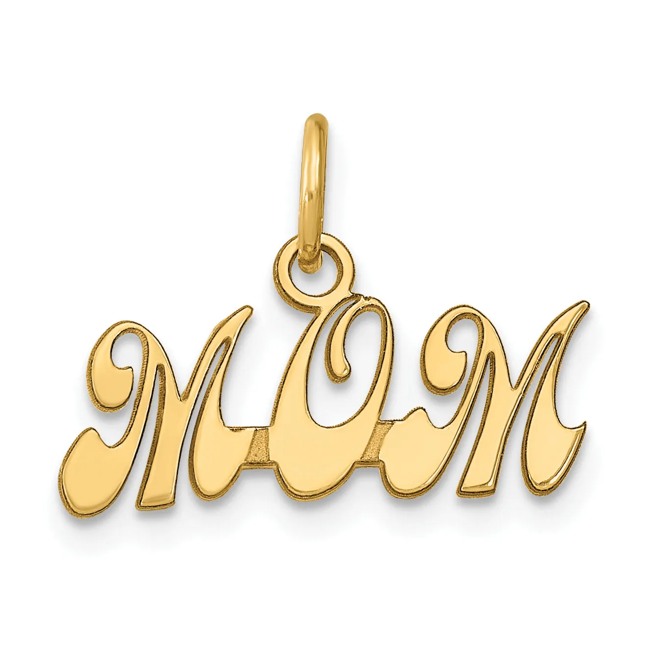 14K Gold Polished MOM Charm with Solid Design Elegant Gift