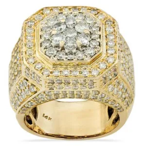 14k Yellow Gold Cluster Diamond Ring 8.96 Ctw