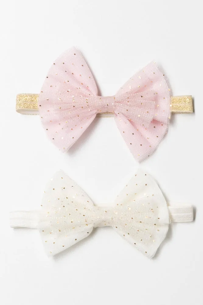 2 Pack Headband Pink And Cream