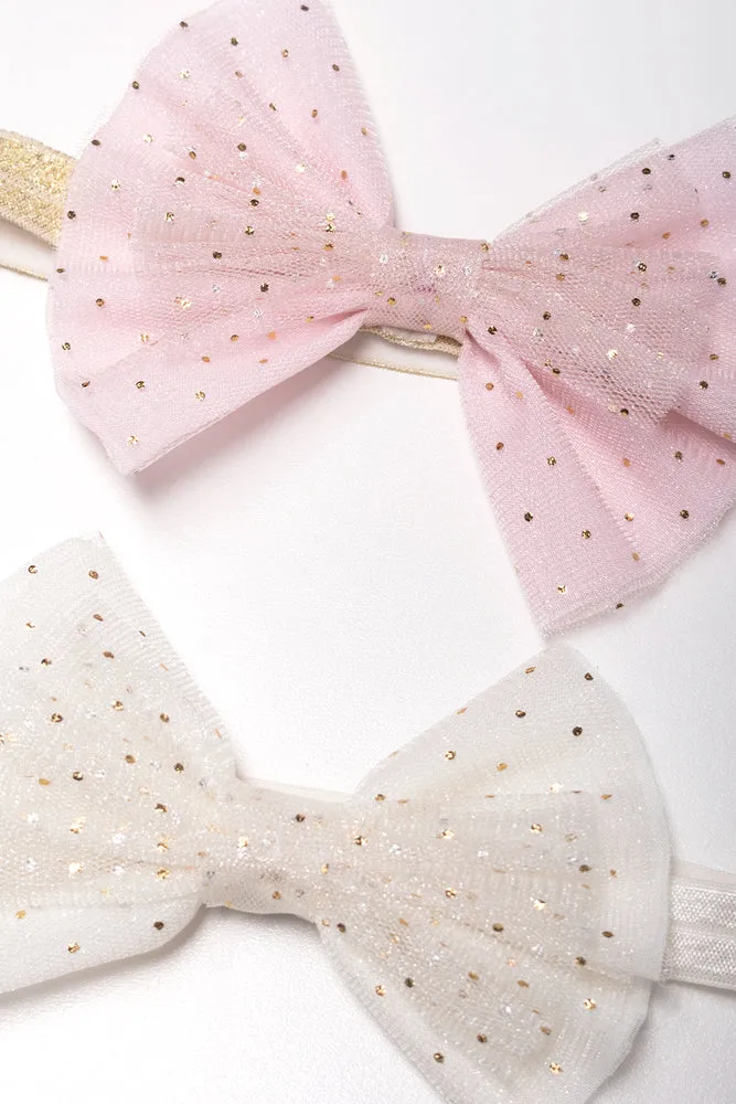 2 Pack Headband Pink And Cream