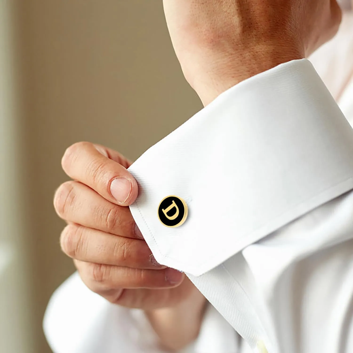 2 Pairs Initial Cufflinks For Men Classic Mens CuffLinks Set Letter Cuff Links for with Gift Box Silver Gold Cufflinks Gift for Groom Husband Father