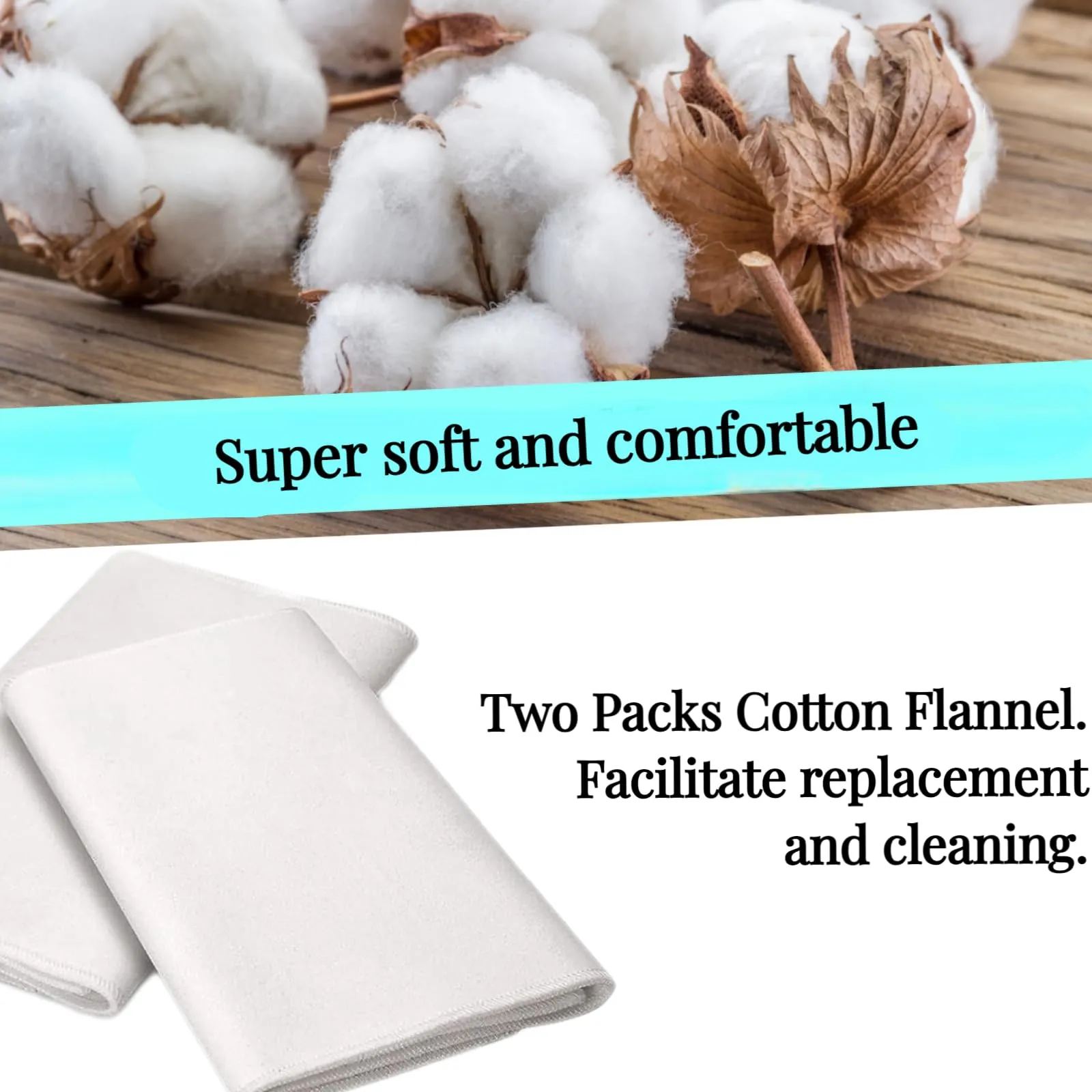 2 Pcs Organic Cotton Flannel for Castor Oil Pack Wrap, Reusable Castor Oil Compress for Liver Detox, Castor Oil Pads for Abdomen, Joints & Other Areas