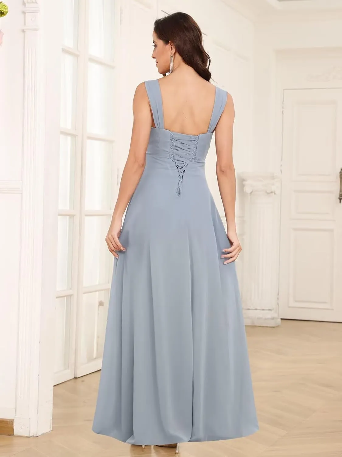 2 Pieces Mother of The Bride Dresses for Women Tea Length Chiffon Pleated A Line Formal Dress