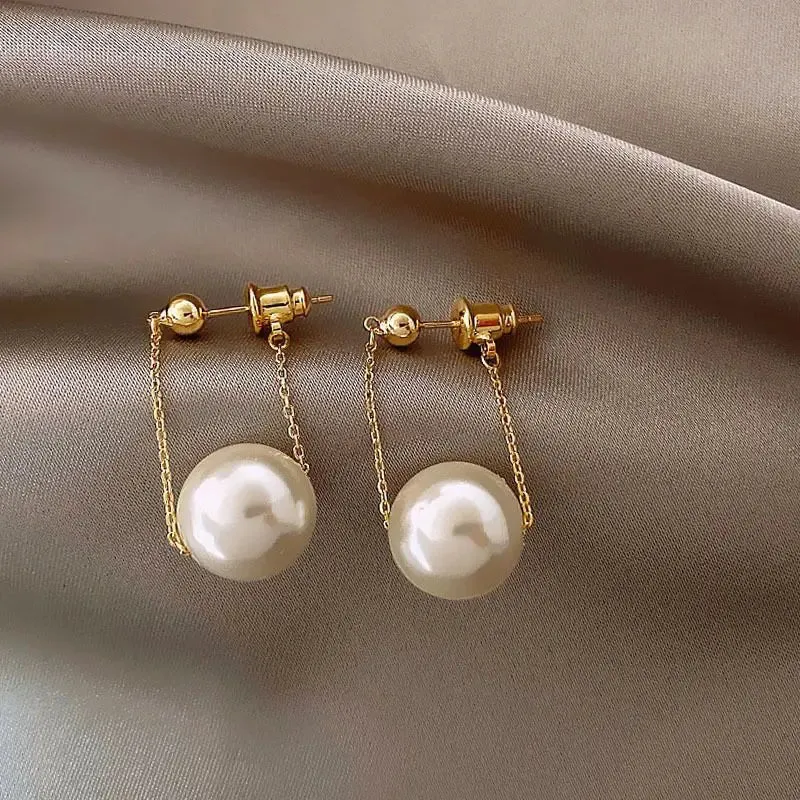 2022 New Classic Elegant Imitation Pearl Dangle Earrings For Women Crystal Long Tassel Exquisite Drop Earring Wedding Jewelry