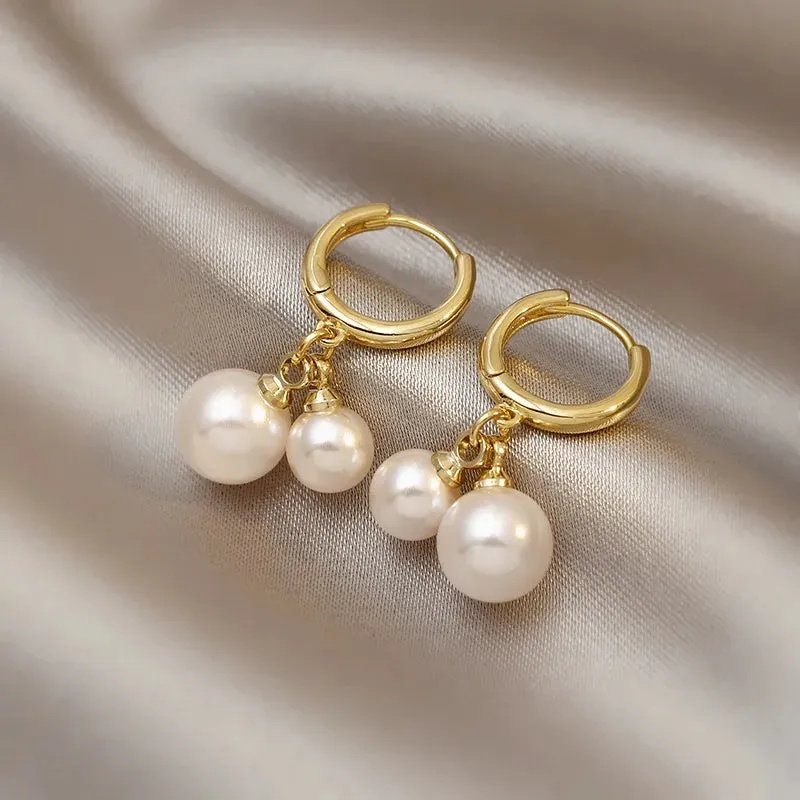 2022 New Classic Elegant Imitation Pearl Dangle Earrings For Women Crystal Long Tassel Exquisite Drop Earring Wedding Jewelry