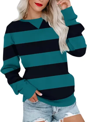 2024 Womens Oversized Graphic Crewneck Sweatshirt Long Sleeve Color Block Pullover Tops Casual Loose Shirt Fashion
