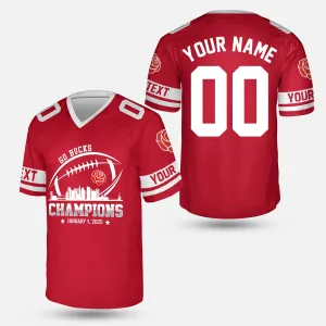 2025 Rose Champions Skyline Custom Double Sided V-neck Jersey Shirt, Go Bucks Football 2025 Rose Champions 2 Sided Custom V-neck Jersey Shirts