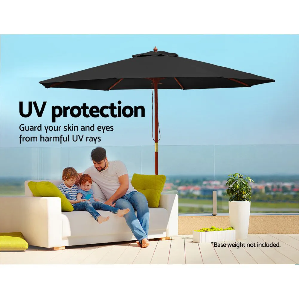 2.7m Outdoor Umbrella | Pole | Umbrellas | Beach Garden Sun Stand | Patio | Black