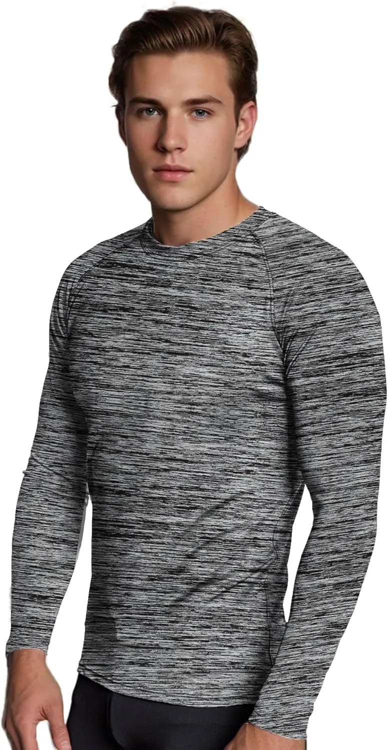 3-5 Pack Shirts for Men Long Sleeve Shirt Wicking Sun Tee Shirts UV Protection T-Shirt for Casual Fishing Hiking Swim