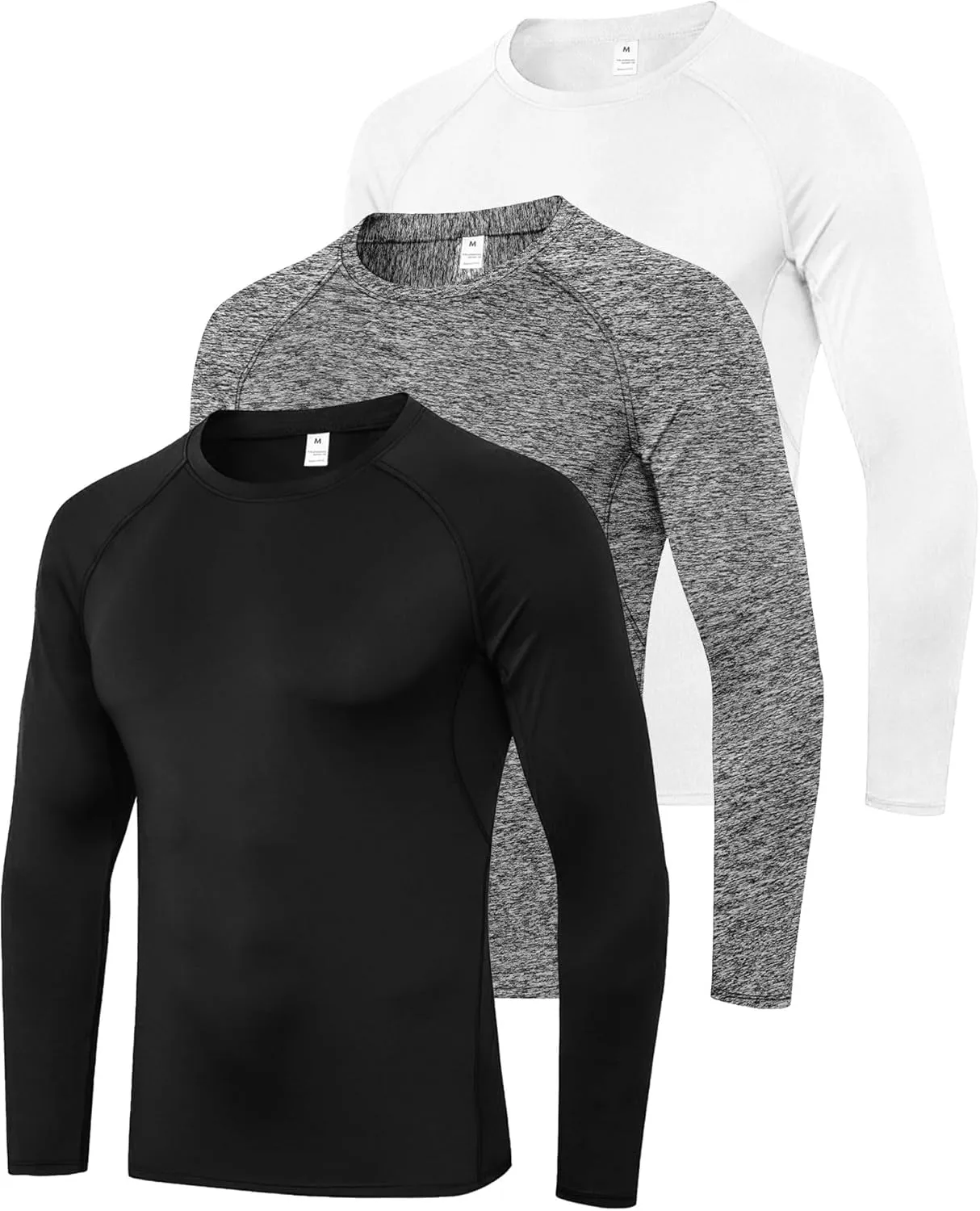 3-5 Pack Shirts for Men Long Sleeve Shirt Wicking Sun Tee Shirts UV Protection T-Shirt for Casual Fishing Hiking Swim