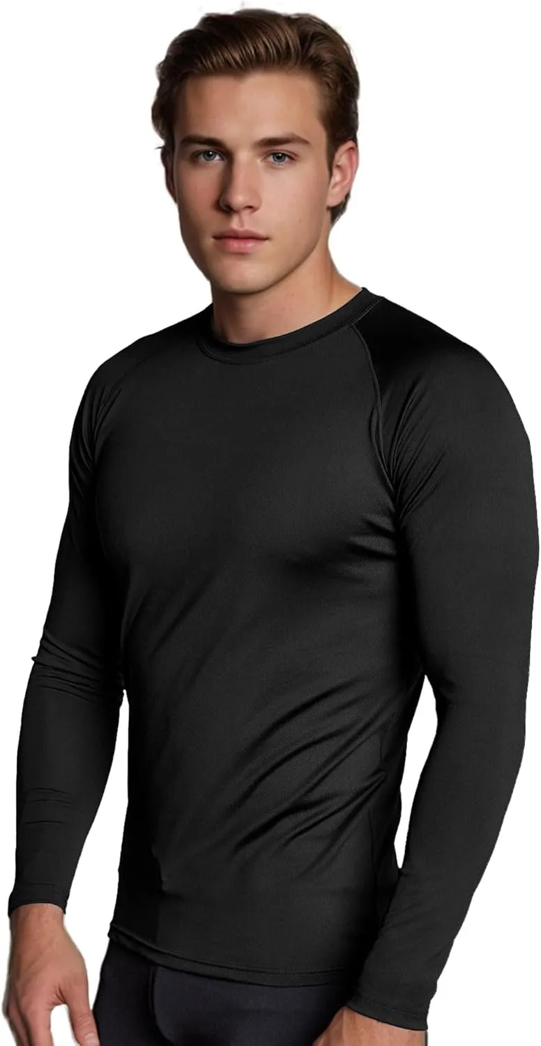 3-5 Pack Shirts for Men Long Sleeve Shirt Wicking Sun Tee Shirts UV Protection T-Shirt for Casual Fishing Hiking Swim