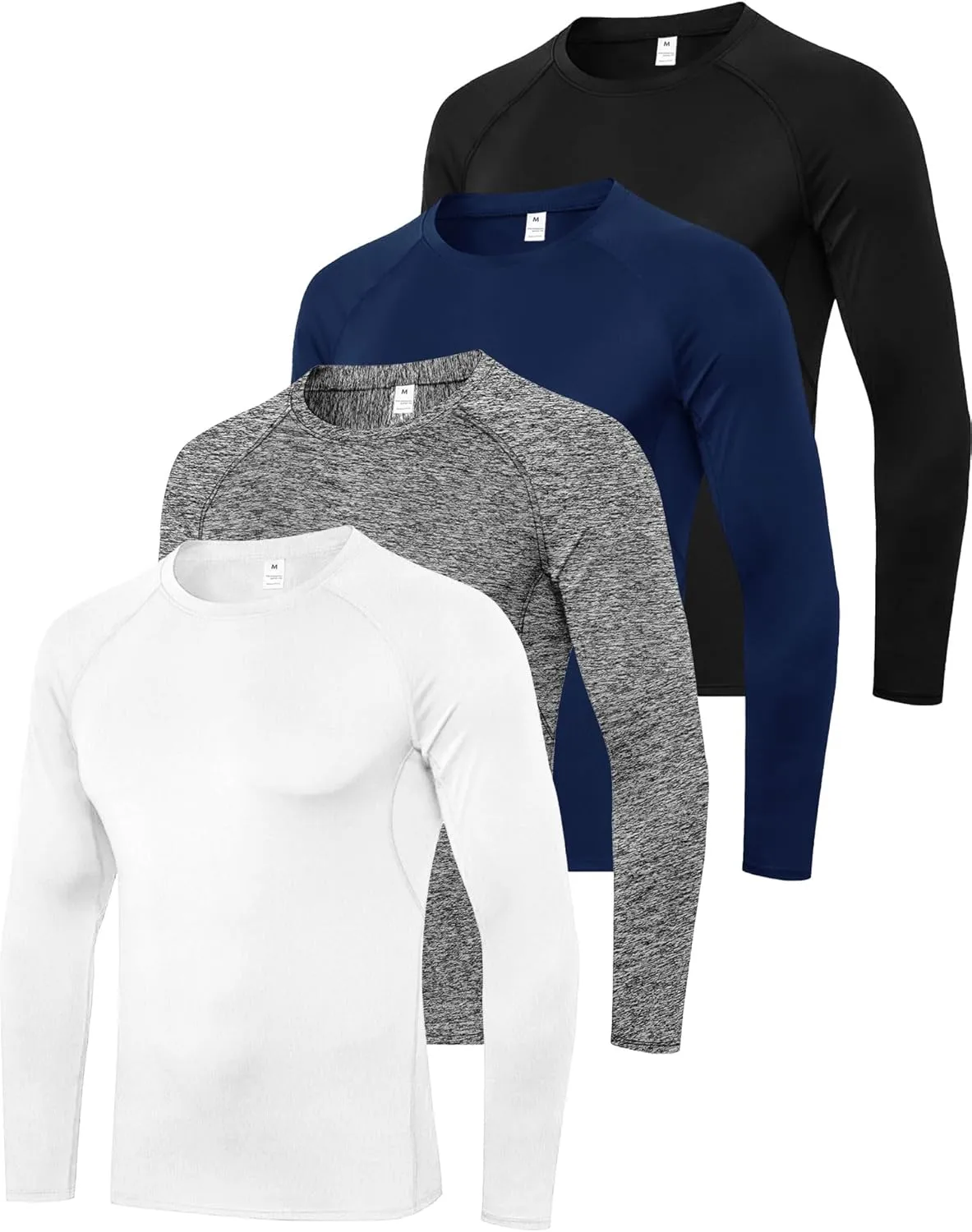 3-5 Pack Shirts for Men Long Sleeve Shirt Wicking Sun Tee Shirts UV Protection T-Shirt for Casual Fishing Hiking Swim
