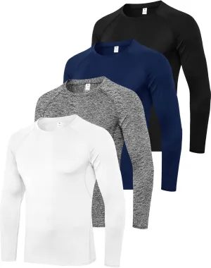 3-5 Pack Shirts for Men Long Sleeve Shirt Wicking Sun Tee Shirts UV Protection T-Shirt for Casual Fishing Hiking Swim