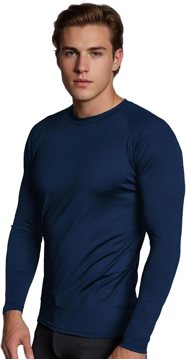 3-5 Pack Shirts for Men Long Sleeve Shirt Wicking Sun Tee Shirts UV Protection T-Shirt for Casual Fishing Hiking Swim