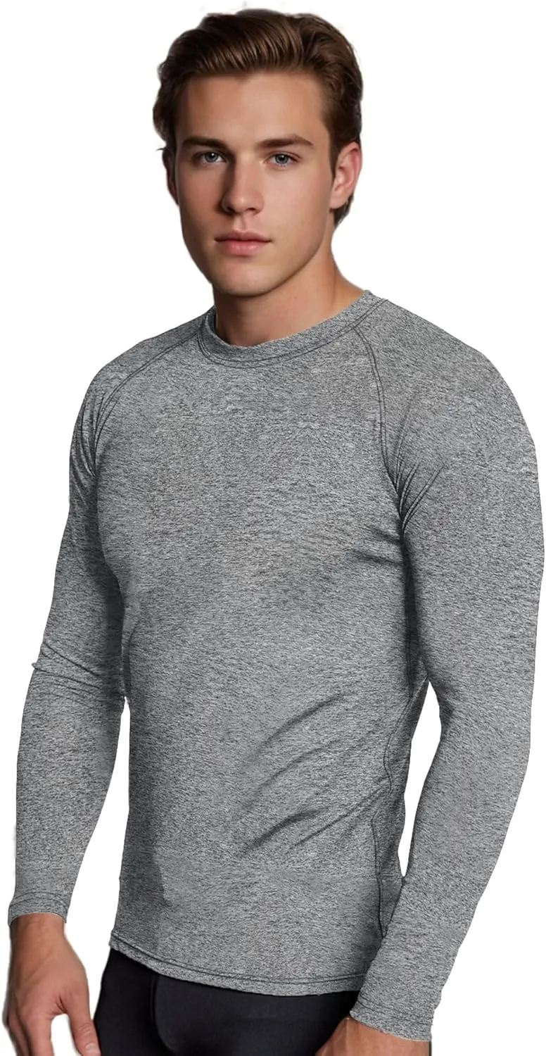 3-5 Pack Shirts for Men Long Sleeve Shirt Wicking Sun Tee Shirts UV Protection T-Shirt for Casual Fishing Hiking Swim