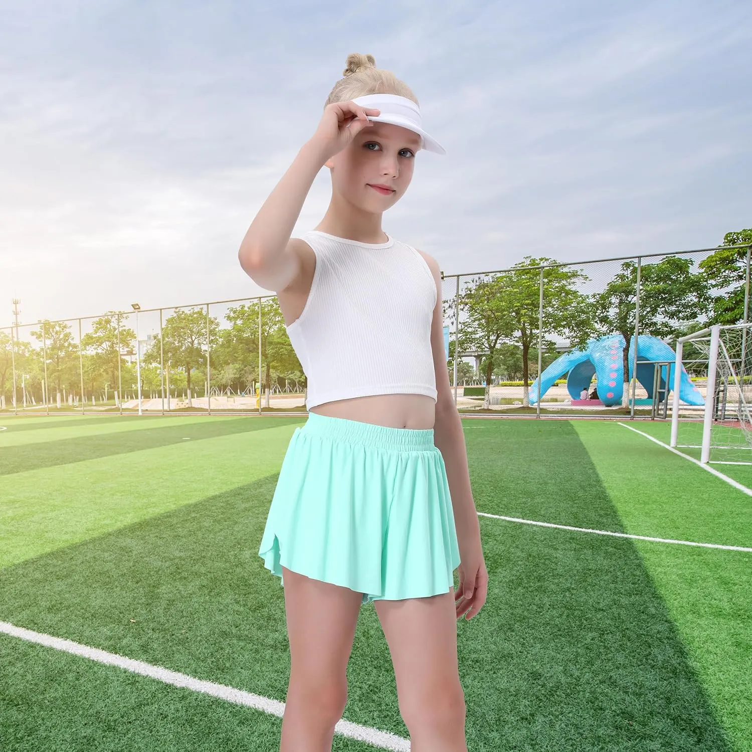 3 Pack Soft Girls Butterfly Shorts 7-16 Comfortable 2-in-1 Kids Flowy Shorts for Running, Dance, Sports