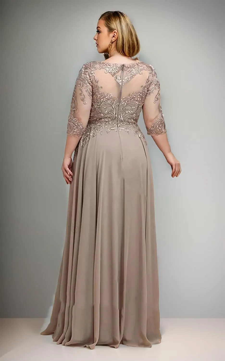 3/4 Sleeves Mother of The Bride Dresses for Women Lace Appliques Formal Dress Evening Gown
