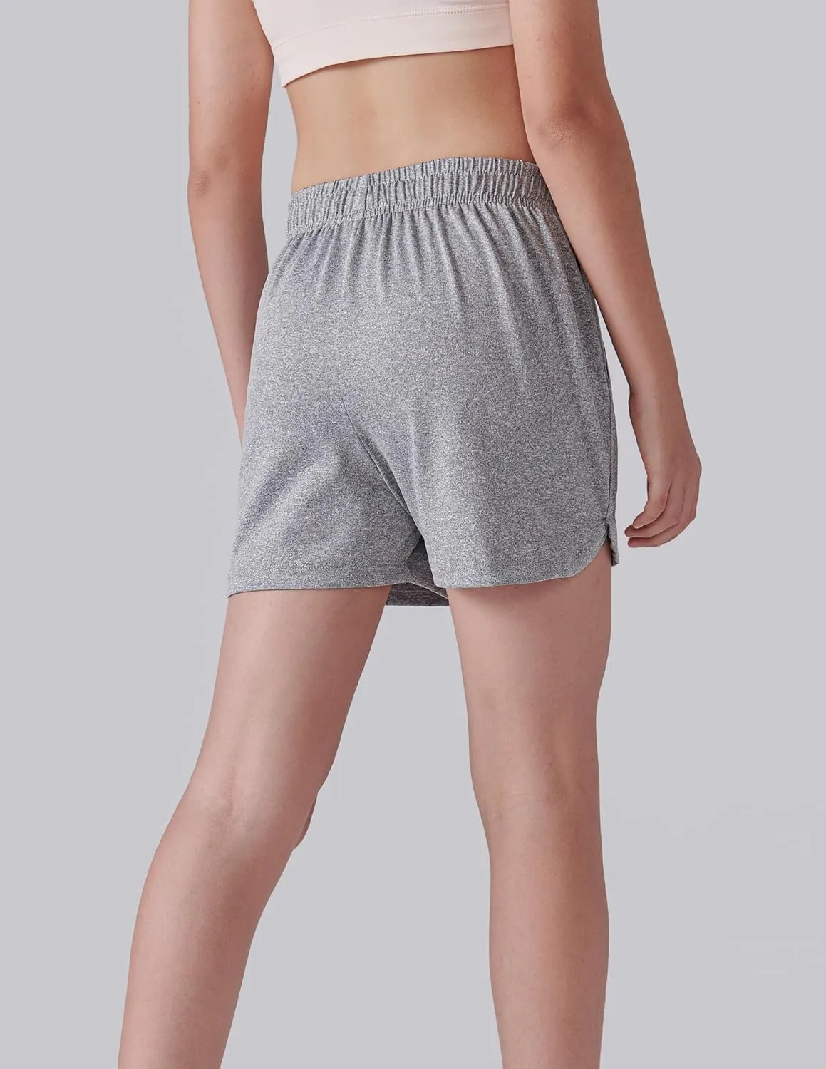 4 Pack Youth Girls Athletic Shorts 3", Girls Soccer Shorts, Kids Workout Gym Clothes Activewear Apparel with Zipper Pockets