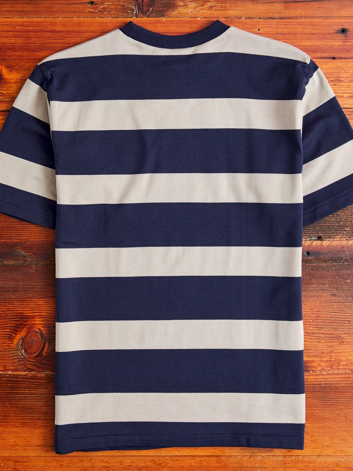 4089 Loopwheel Stripe Border Tee in Navy Grey