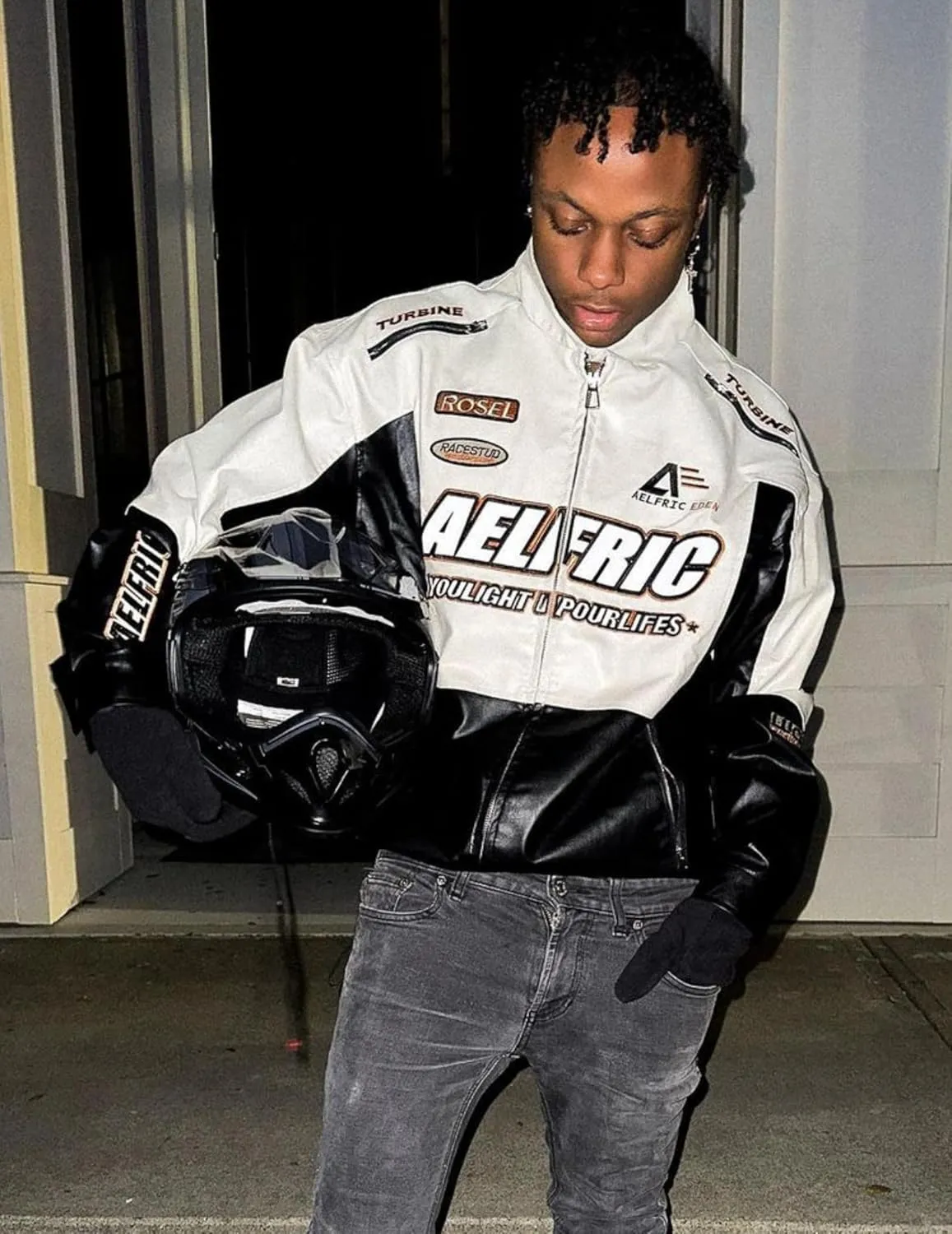 Aelfric Eden Jackets Racer Racket Vintage Graphic Baseball Oversized Jacket Coats Streetwear Casual Comfy Soft Warm Coats
