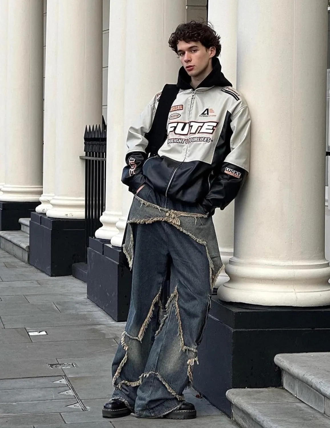 Aelfric Eden Jackets Racer Racket Vintage Graphic Baseball Oversized Jacket Coats Streetwear Casual Comfy Soft Warm Coats