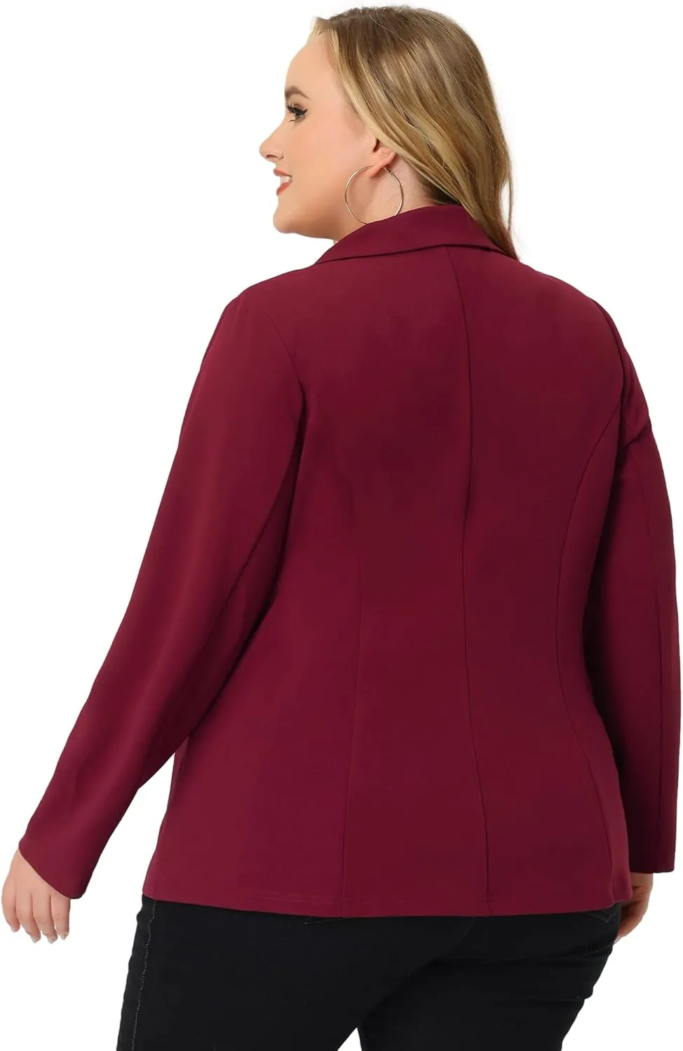 Agnes Orinda Plus Size Blazer for Women Notched Lapel V Neck Office Work Business Suits 2025 Jacket Blazers