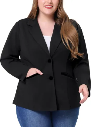 Agnes Orinda Plus Size Blazer for Women Notched Lapel V Neck Office Work Business Suits 2025 Jacket Blazers