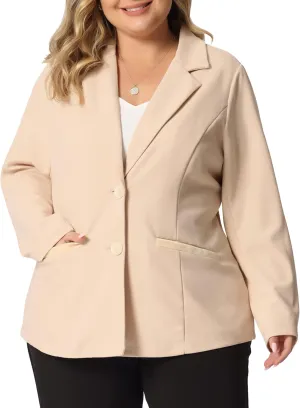 Agnes Orinda Plus Size Blazer for Women Notched Lapel V Neck Office Work Business Suits 2025 Jacket Blazers