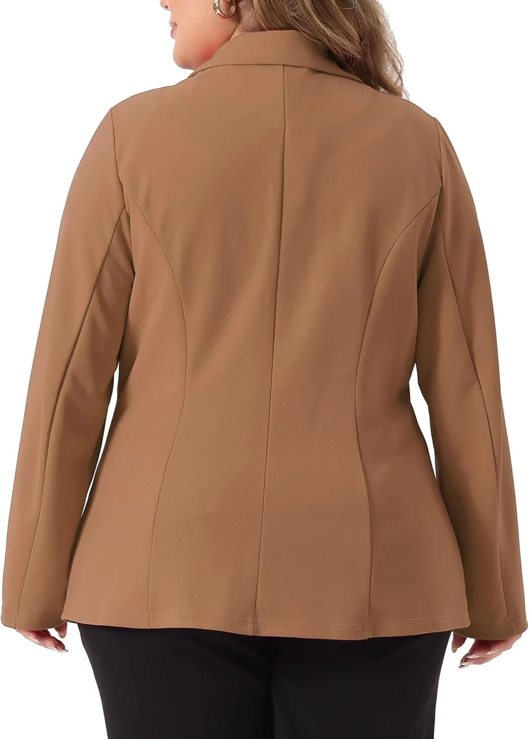 Agnes Orinda Plus Size Blazer for Women Notched Lapel V Neck Office Work Business Suits 2025 Jacket Blazers