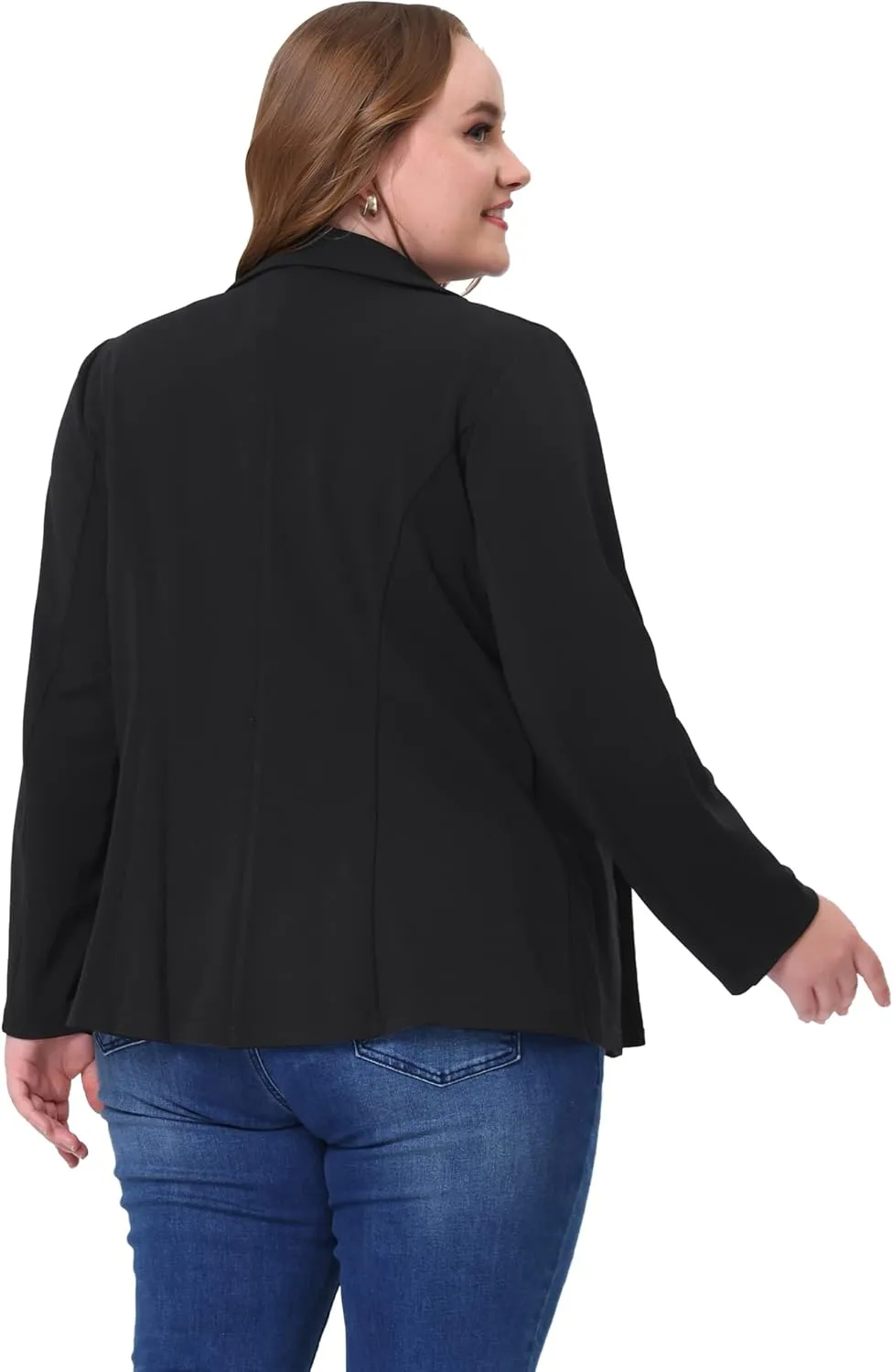 Agnes Orinda Plus Size Blazer for Women Notched Lapel V Neck Office Work Business Suits 2025 Jacket Blazers