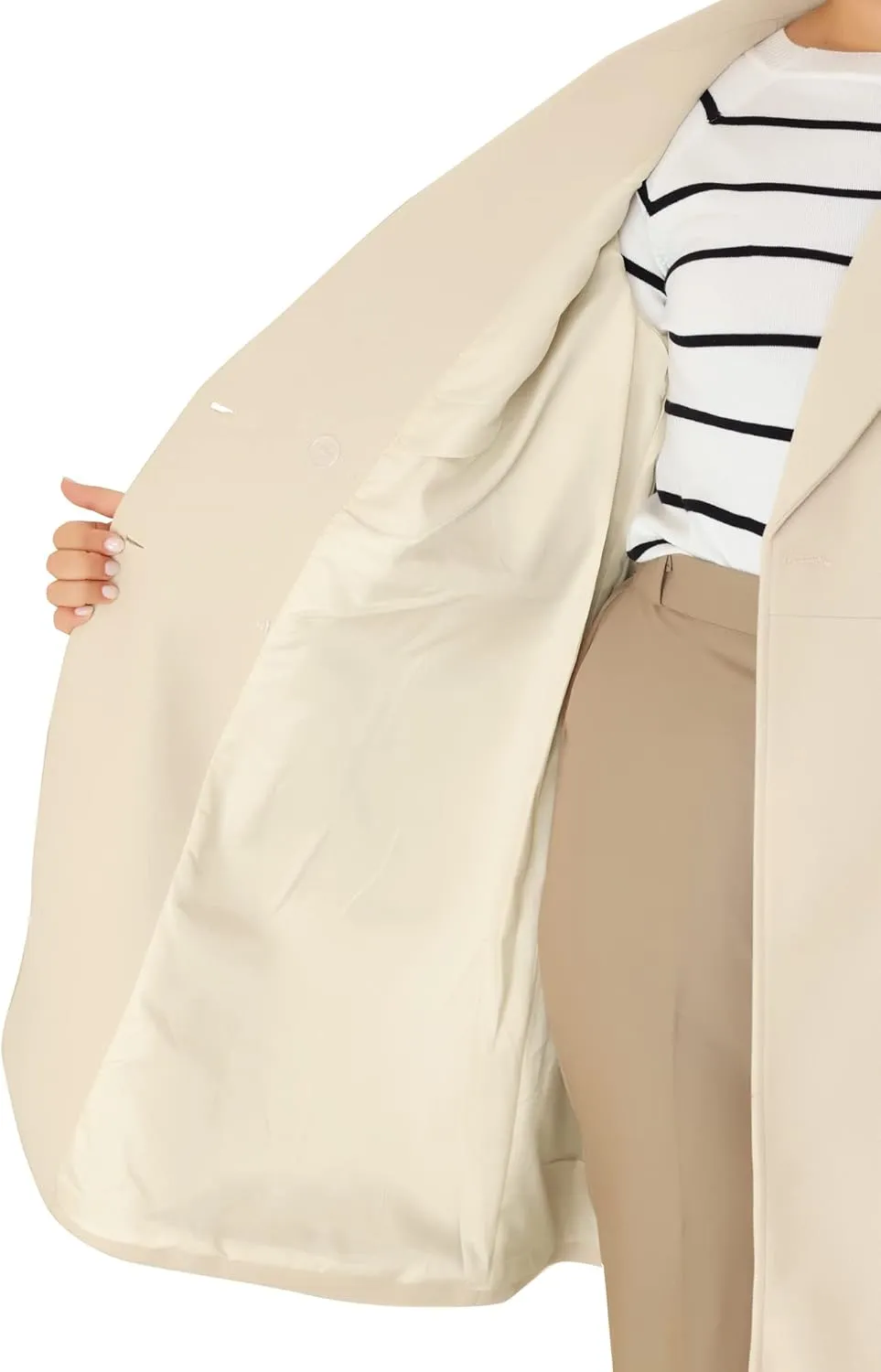 Agnes Orinda Women's Plus Size Long Winter Coats Notch Lapel Double Breasted Pea Trench Coats
