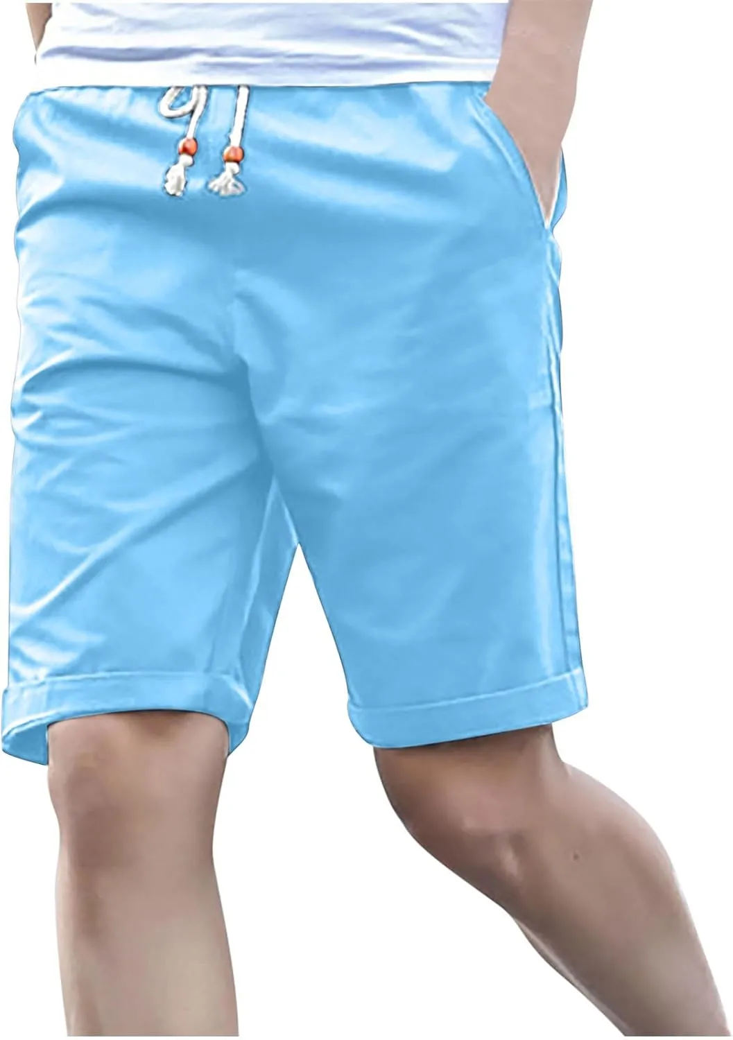 Akklian Men's Stretch Chino Short Slim Fit Casual Flat Front Shorts Summer Lounge Lightweight Comfy Beach Shorts with Pockets