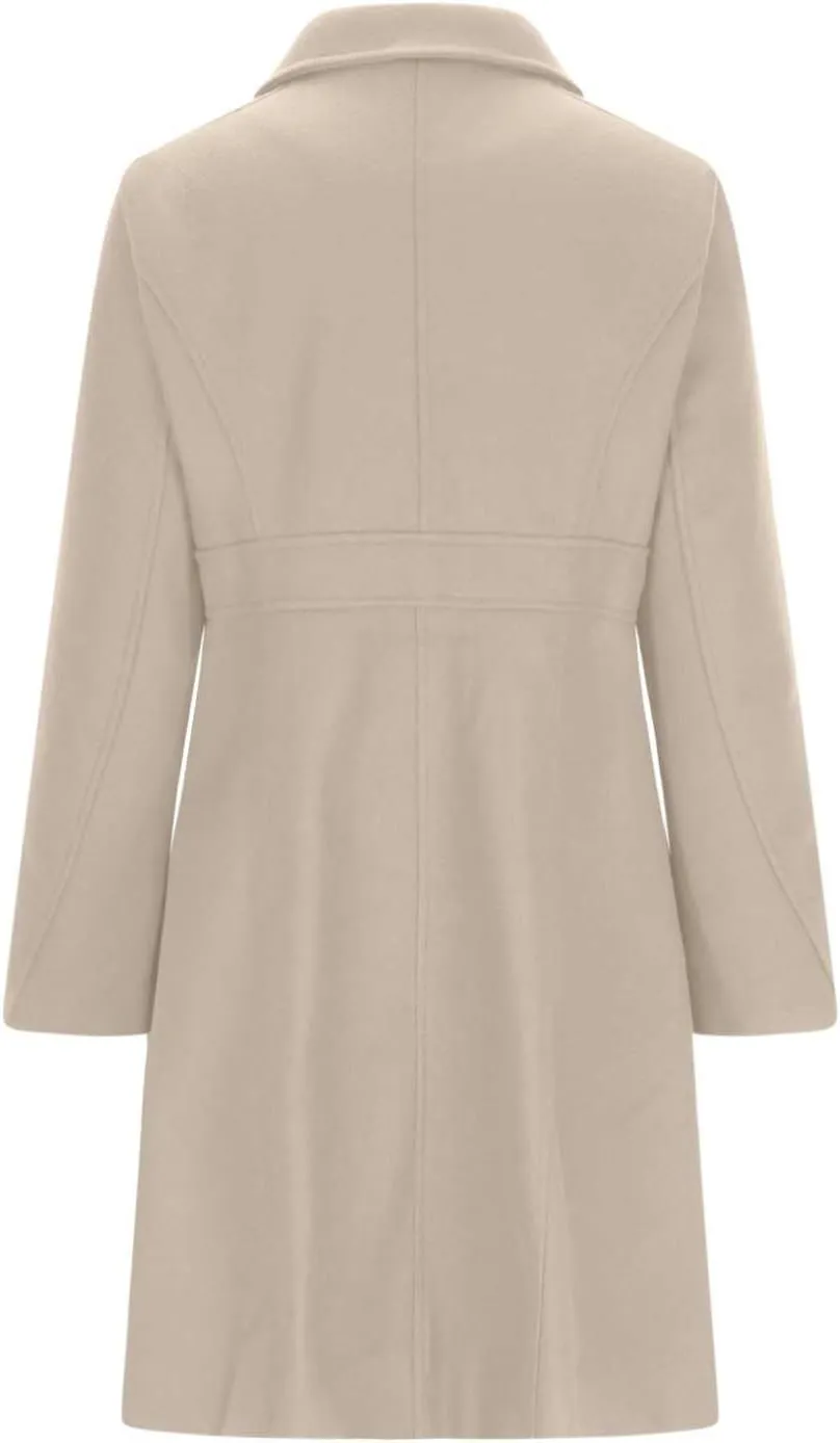 Akklian Womens Winter Woolen Outerwear Overcoat Single Breasted Mid-Thigh A-Line Pea Coat Business Office Elegant Trench Coat