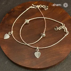 A.M P.M Charm Silver Anklets