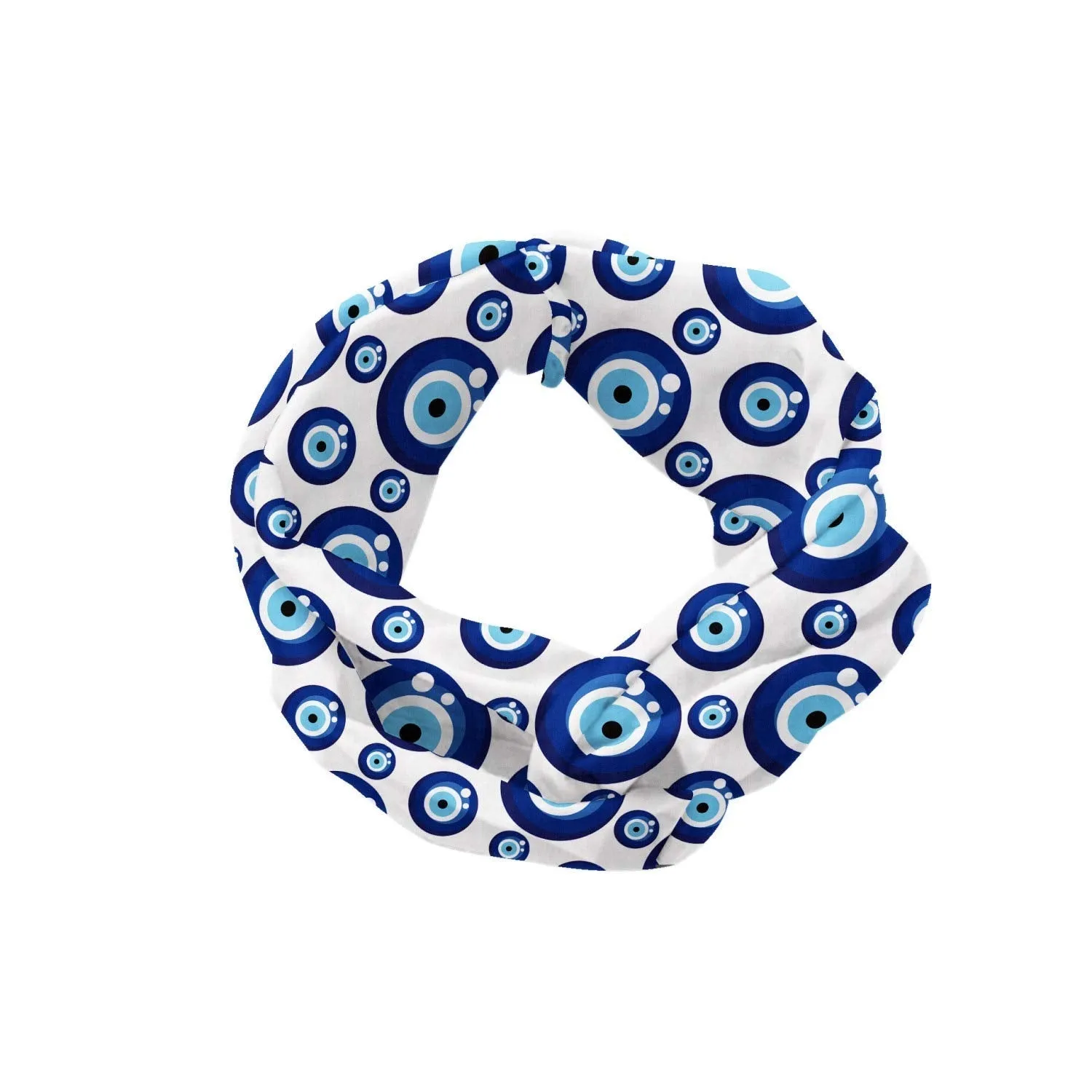Ambesonne Evil Eye Headband, Symmetrical Pattern All Seeing Eye Superstitious Turkish Ethnic, Elastic and Soft Women's Bandana for Sports and Everyday Use, Blue White