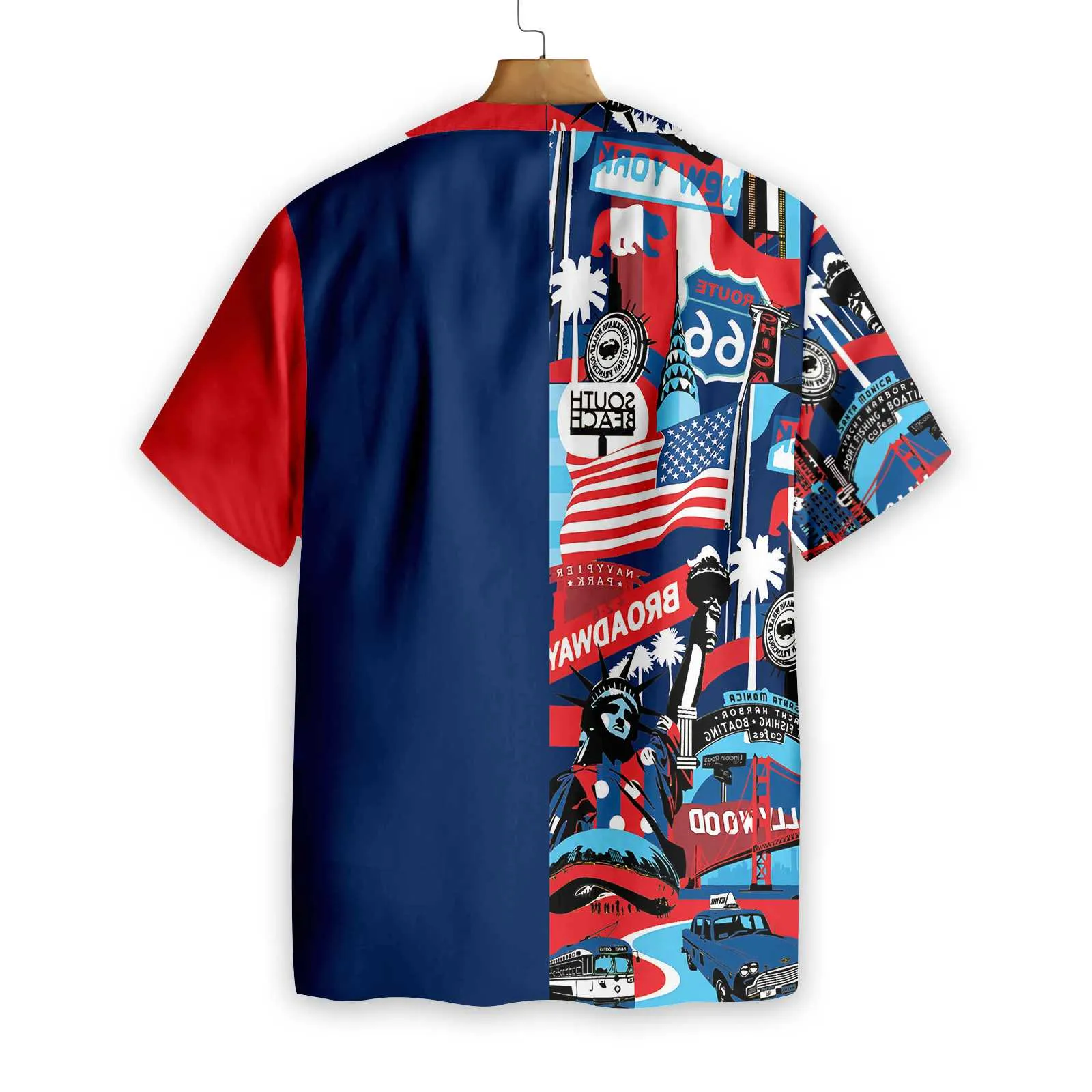 America Pop Art Hawaiian Shirt, Navy Red Aloha Shirt For Men & Women, Best Gift For Husband, Wife, Boyfriend, Girlfriend, Friend, Family
