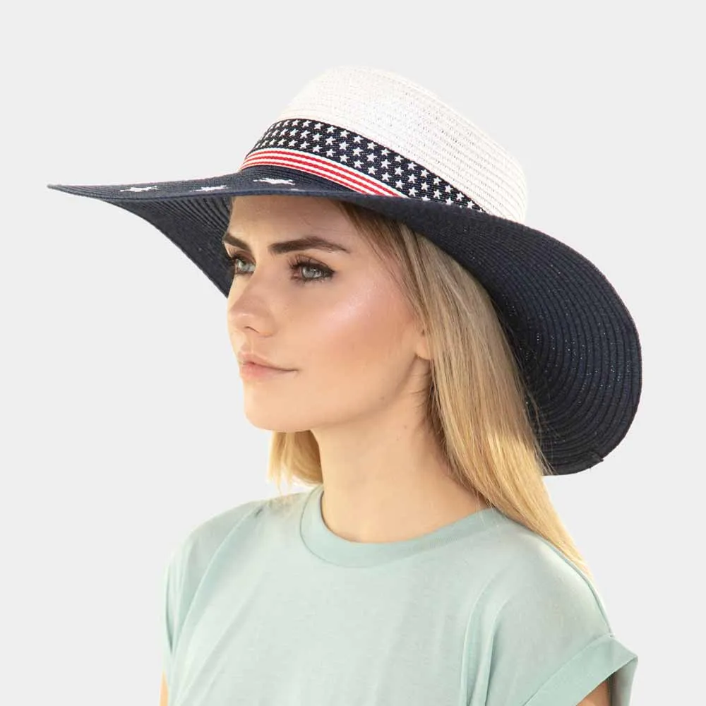 American Flag Bow Floppy  Sun Hat