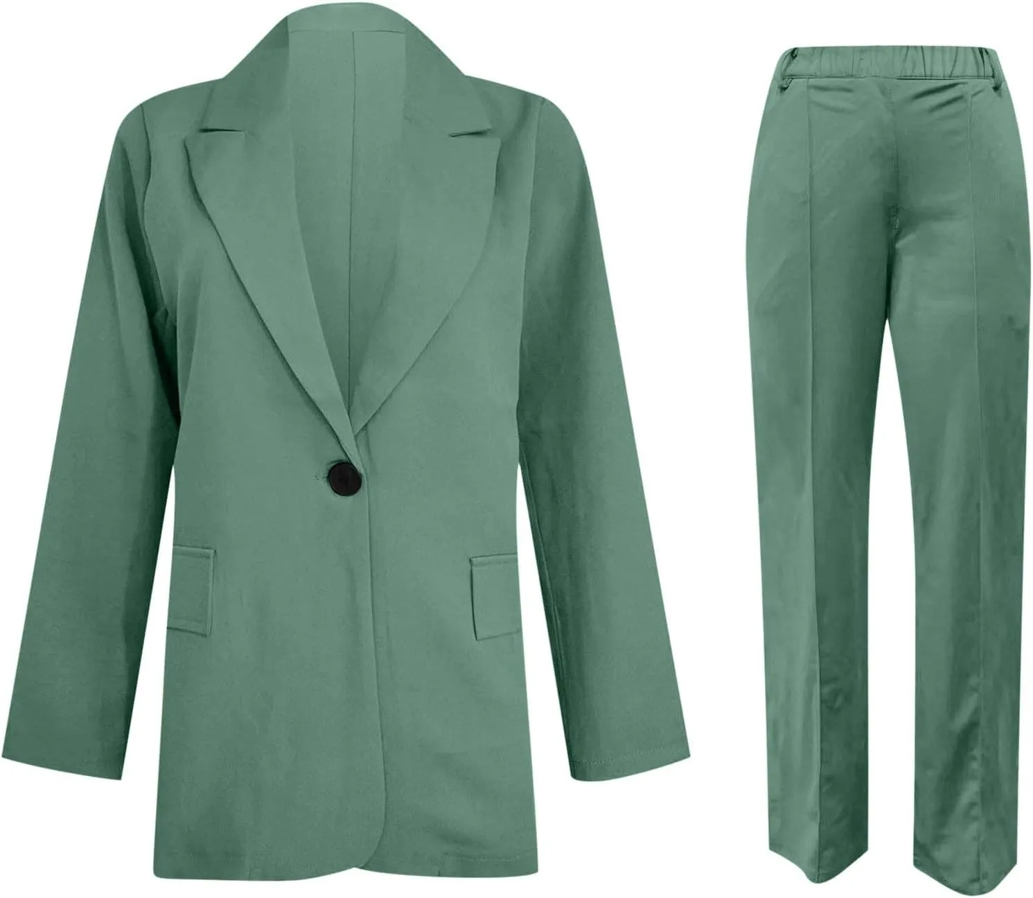 Aniywn Blazer Sets Women 2 Piece Outfits Plus Size Women Business Casual Sets Dressy Blazer Jackets Straight Leg Pants Suits