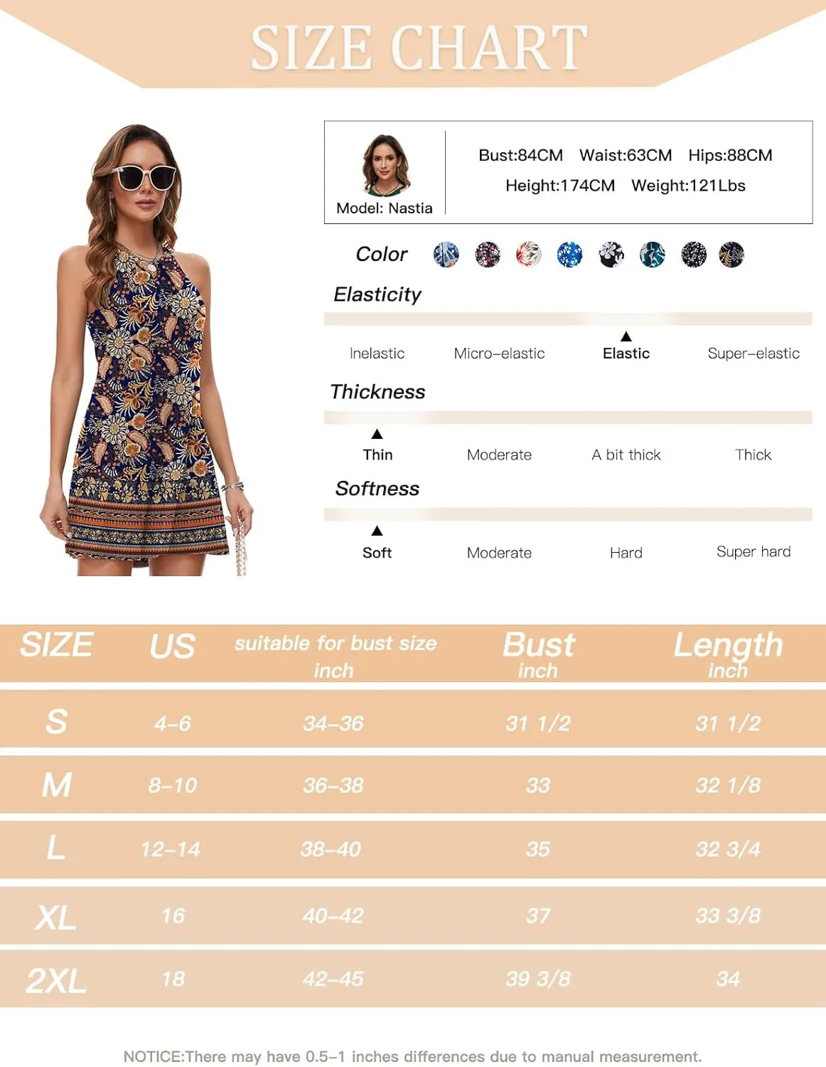 ANYFITTING Summer Dress with Built in Bra Casual Beach Sundress Flowy Halter Mini Short Dresses for Women 2025
