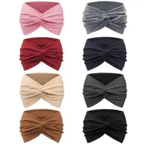 AQOKKA 8 Pack Wide Headbands for Women Knotted Head Bands for Women's Hair Non Slip Boho Head Wraps Hair Accessories for Women