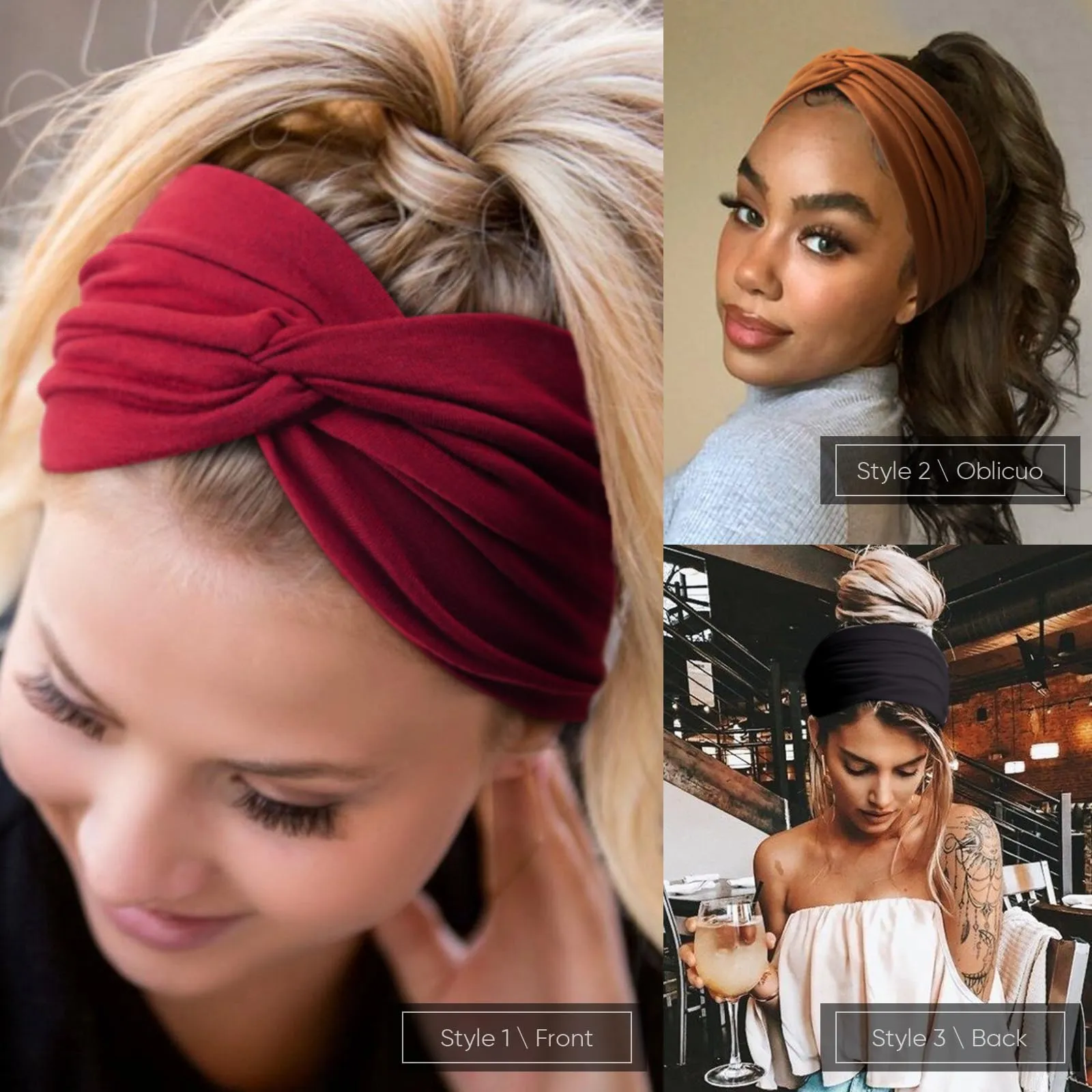 AQOKKA 8 Pack Wide Headbands for Women Knotted Head Bands for Women's Hair Non Slip Boho Head Wraps Hair Accessories for Women
