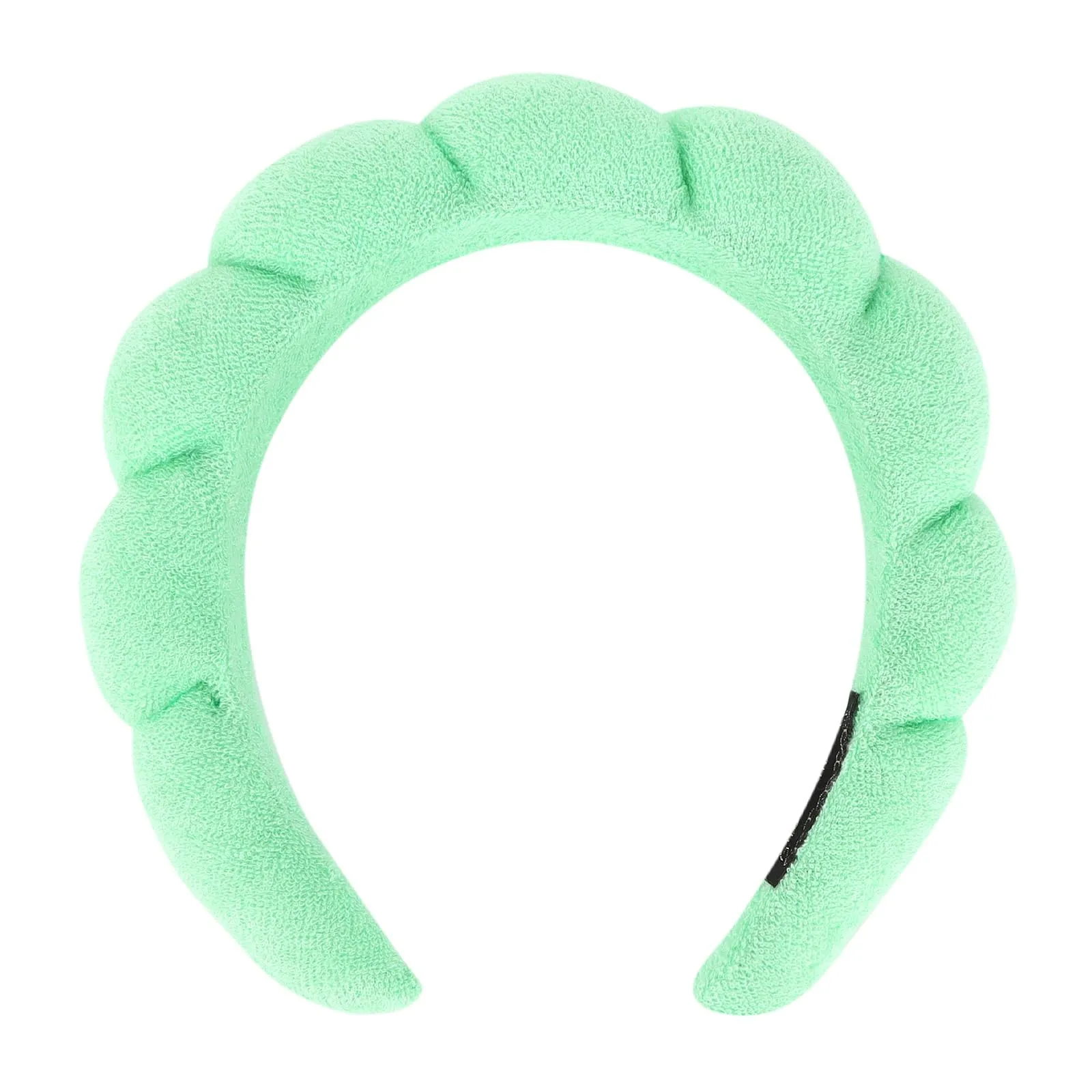 Araluky Women's Spa Headband for Washing Face, Makeup Removal, and Shower - Terry Cloth Puffy Sponge Headband with Hair Accessories (Green)