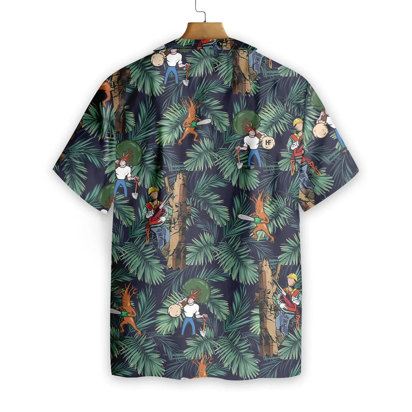Arborist Proud Hawaiian Shirt, Leaves Pattern Navy Aloha Shirt For Men & Women, Best Gift For Arborist, Husband, Wife, Boyfriend, Girlfriend