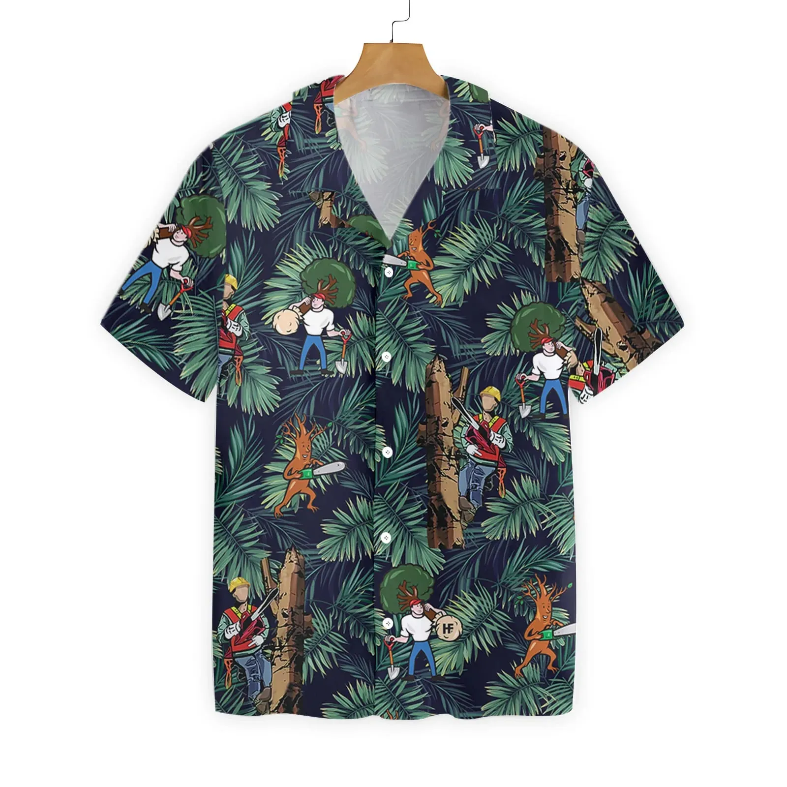 Arborist Proud Hawaiian Shirt, Leaves Pattern Navy Aloha Shirt For Men & Women, Best Gift For Arborist, Husband, Wife, Boyfriend, Girlfriend