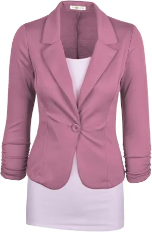 Aulin Collection Women's Casual Work Solid Color Knit Blazer