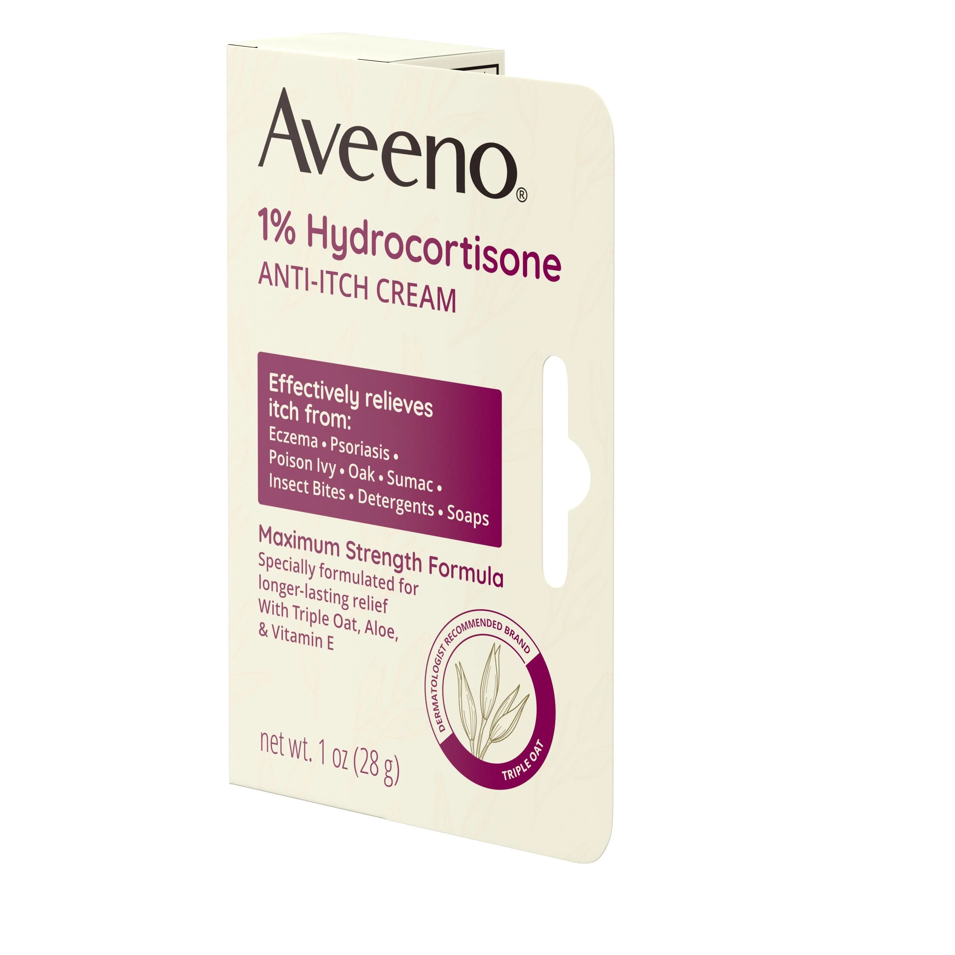 Aveeno Active Naturals Hydrocortisone Anti-Itch Cream-1 oz.-6/Box-4/Case
