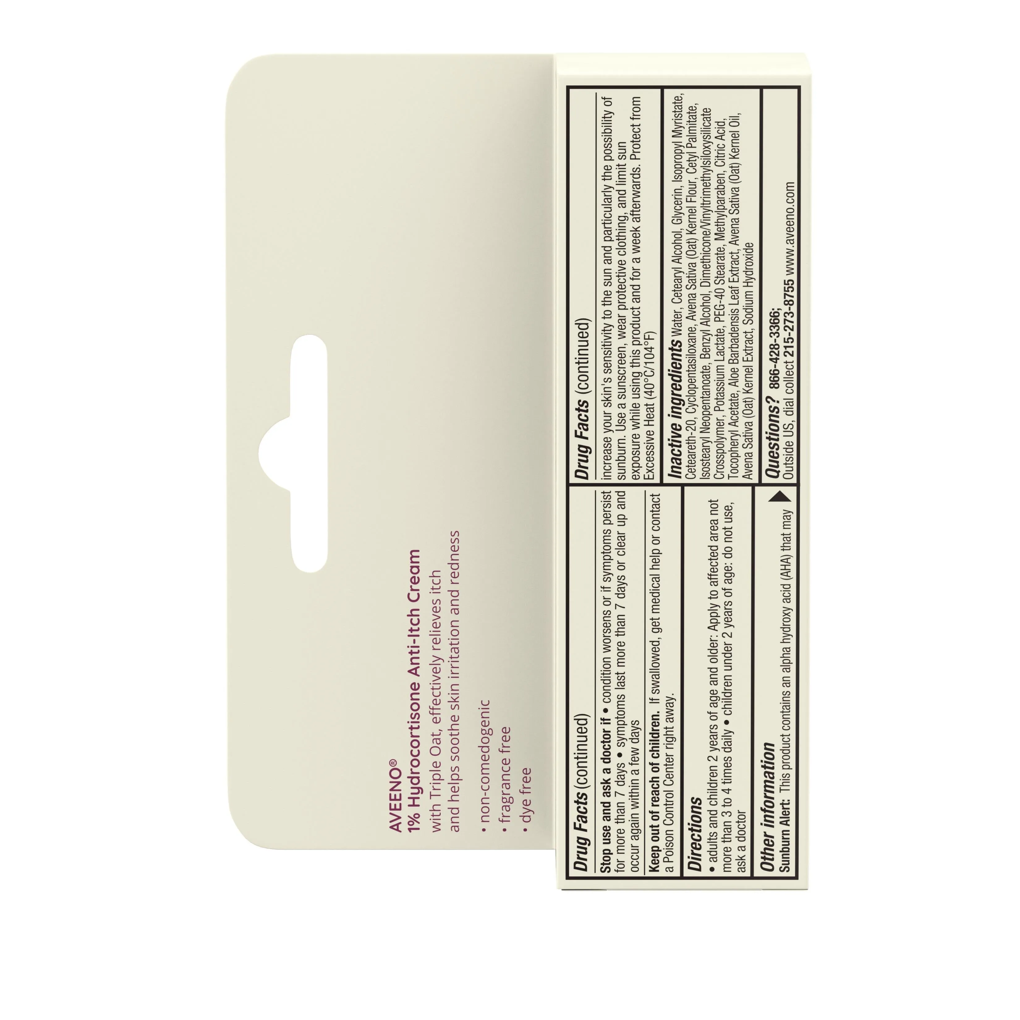 Aveeno Active Naturals Hydrocortisone Anti-Itch Cream-1 oz.-6/Box-4/Case