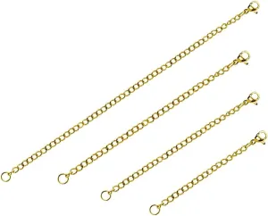 B. BRILLIANT Chain Extenders for Necklace Pendant Bracelet Anklet Chain, Stainless Steel set 4 Sizes (2-6 Inches)