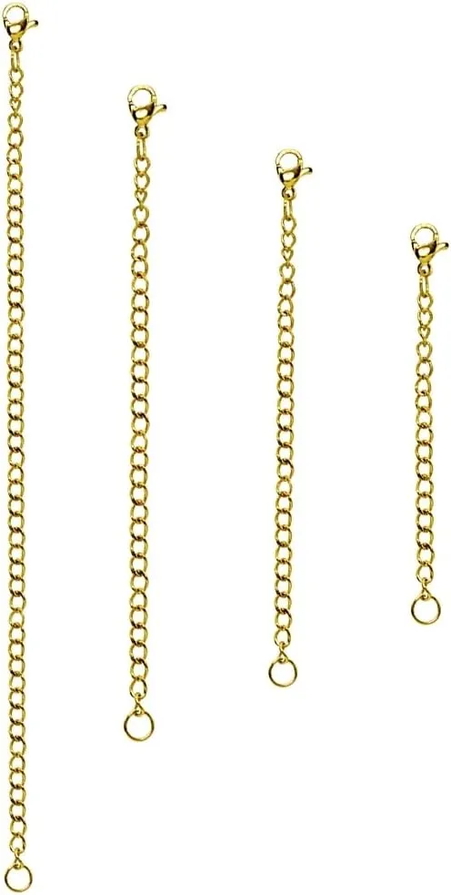 B. BRILLIANT Chain Extenders for Necklace Pendant Bracelet Anklet Chain, Stainless Steel set 4 Sizes (2-6 Inches)